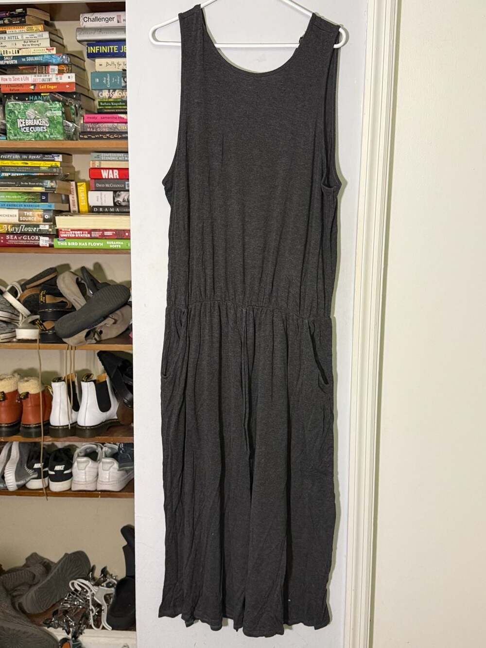 Egs Charcoal Grey Sleeveless Wide Leg Jumpsuit With Pockets